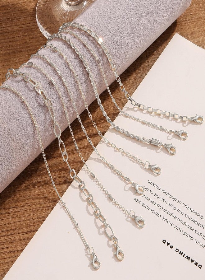 IFKM 5 PACK (35 PCS) Silver Chain Bangles Bracelets Set for Women, Silver Multiple Layered Stackable Open Cuff Bangle Anklet Bracelet Trendy Elegance Link Beads Italian Boho Cuban Jewelry for Women Gift - Image 5